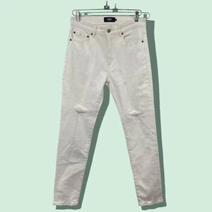 Azul by Moussy Denim Distressed Skinny Jeans Women Size Large White Cotton Light